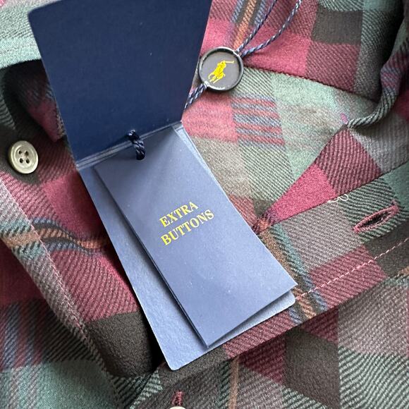 NWT Polo Ralph Lauren Silk Sheer Purple Green Plaid Shirt Blouse Size M - Picture 7 of 10